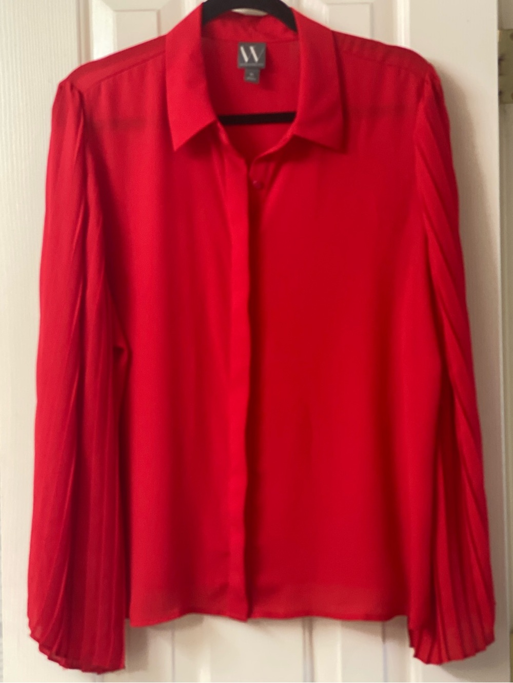 W by Worthington Red Button-Front Pleated Long Sleeve Shirt Size XL